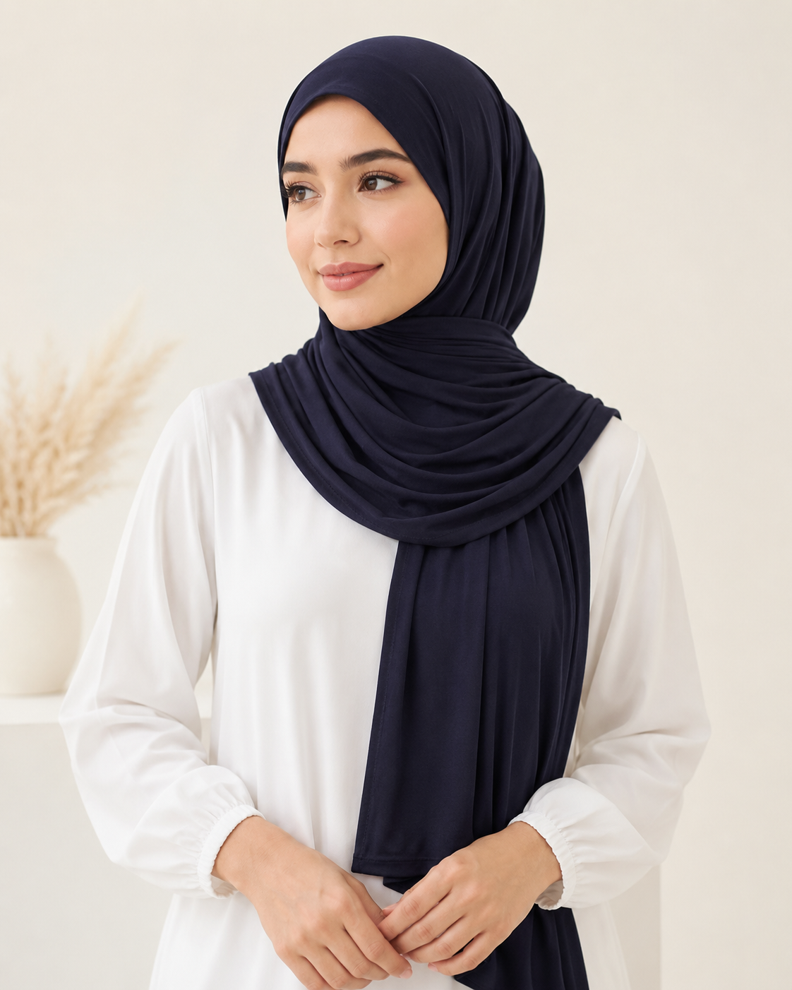 Premium Bamboo Jersey Hijab - Navy Blue
