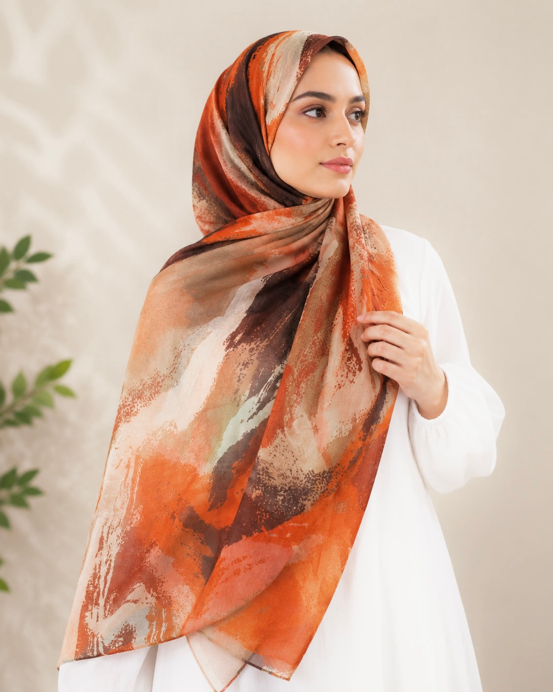 Muse Lawn Printed Hijabs - Rust