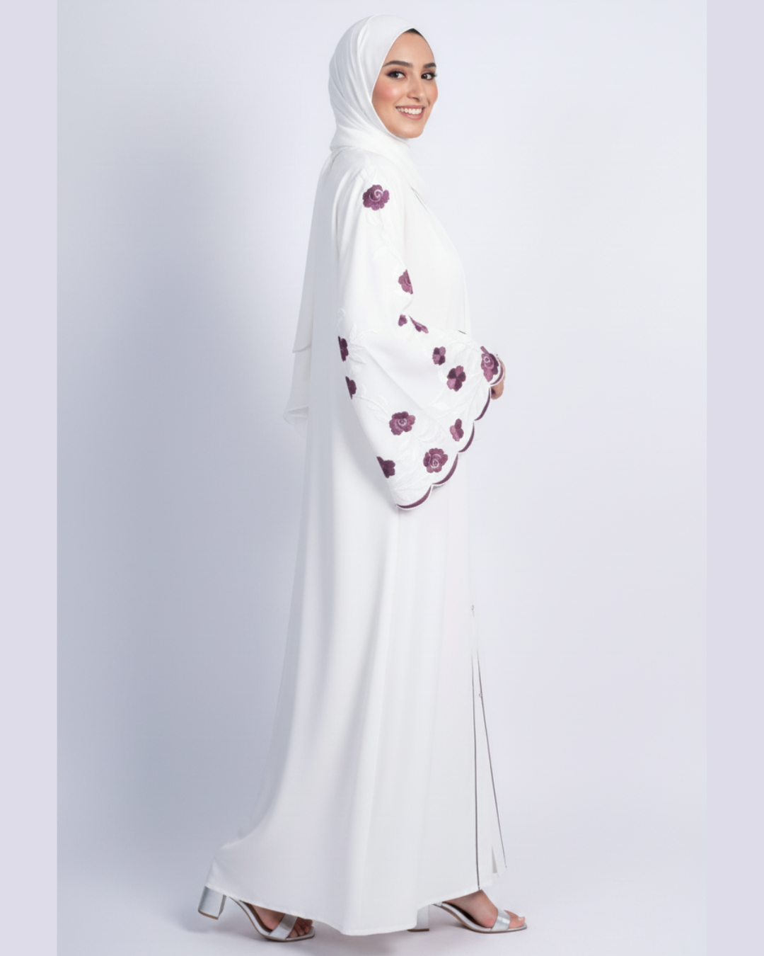 Meadows Abaya White Series (Plum) With Free Delivery