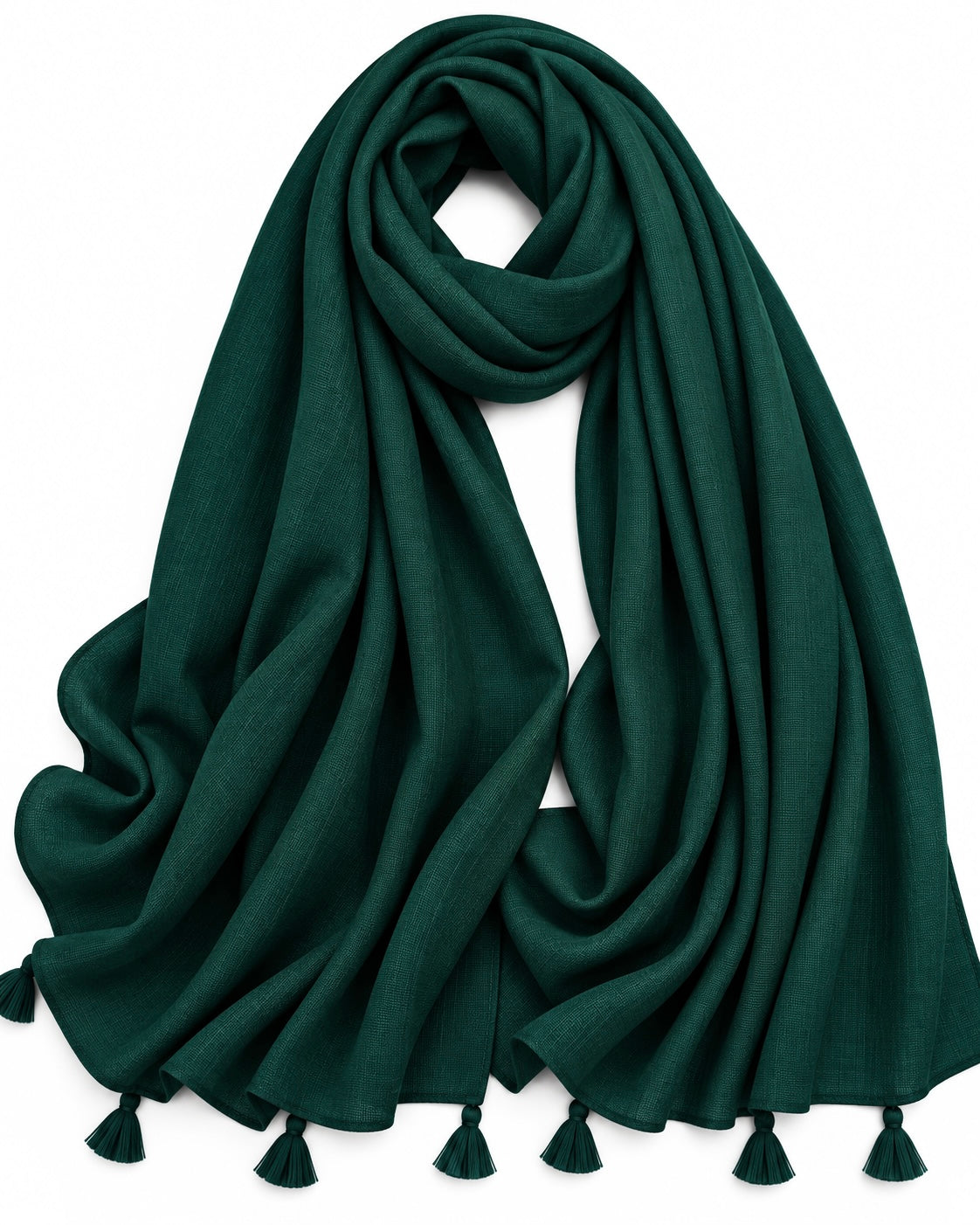 Plain With Tassels - Emerald