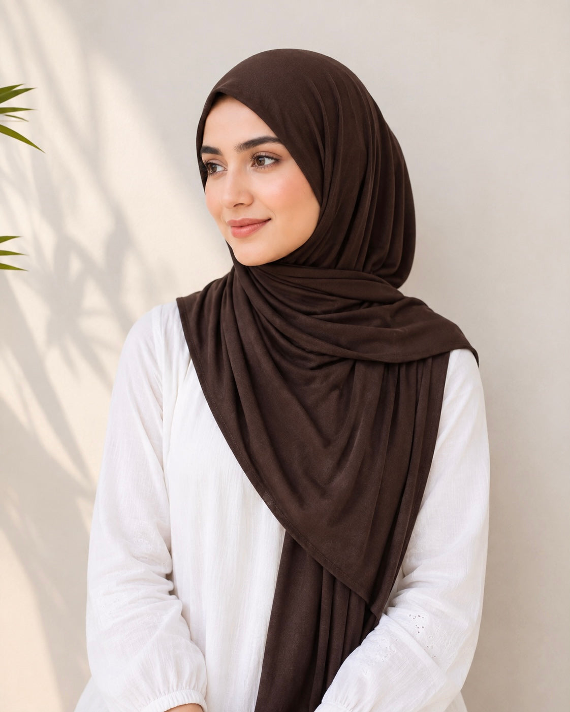 Premium Bamboo Jersey Hijab - Chocolate