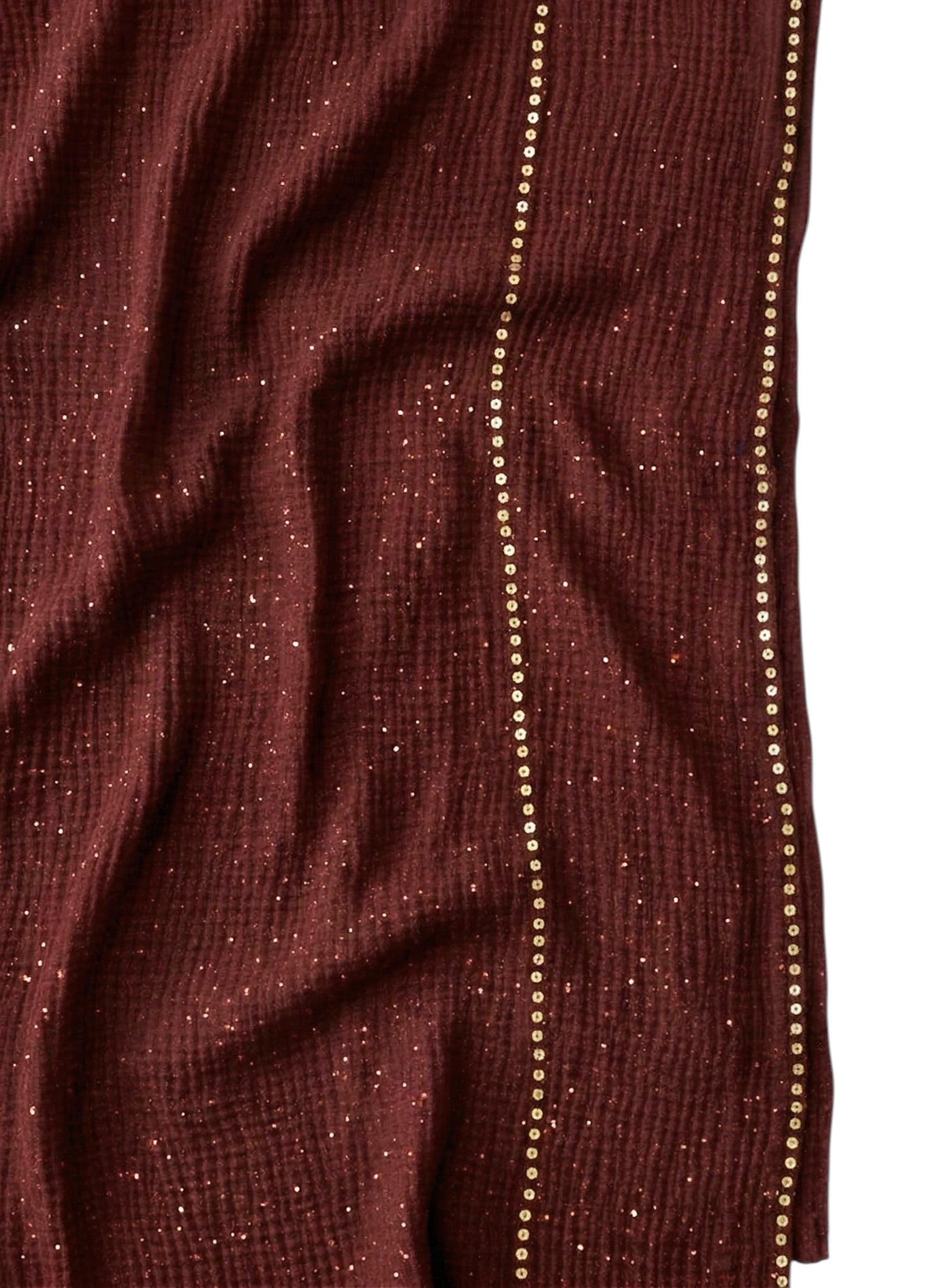 Ripple - Glitter Sequins Hijab XL Size - Deep Maroon
