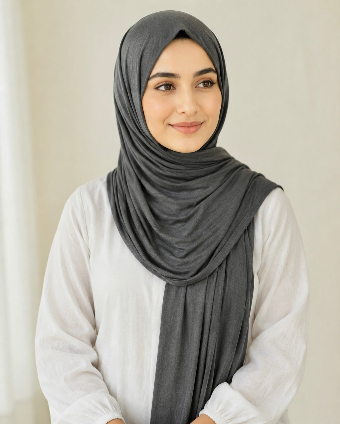 Premium Bamboo Jersey Hijab - Charcoal