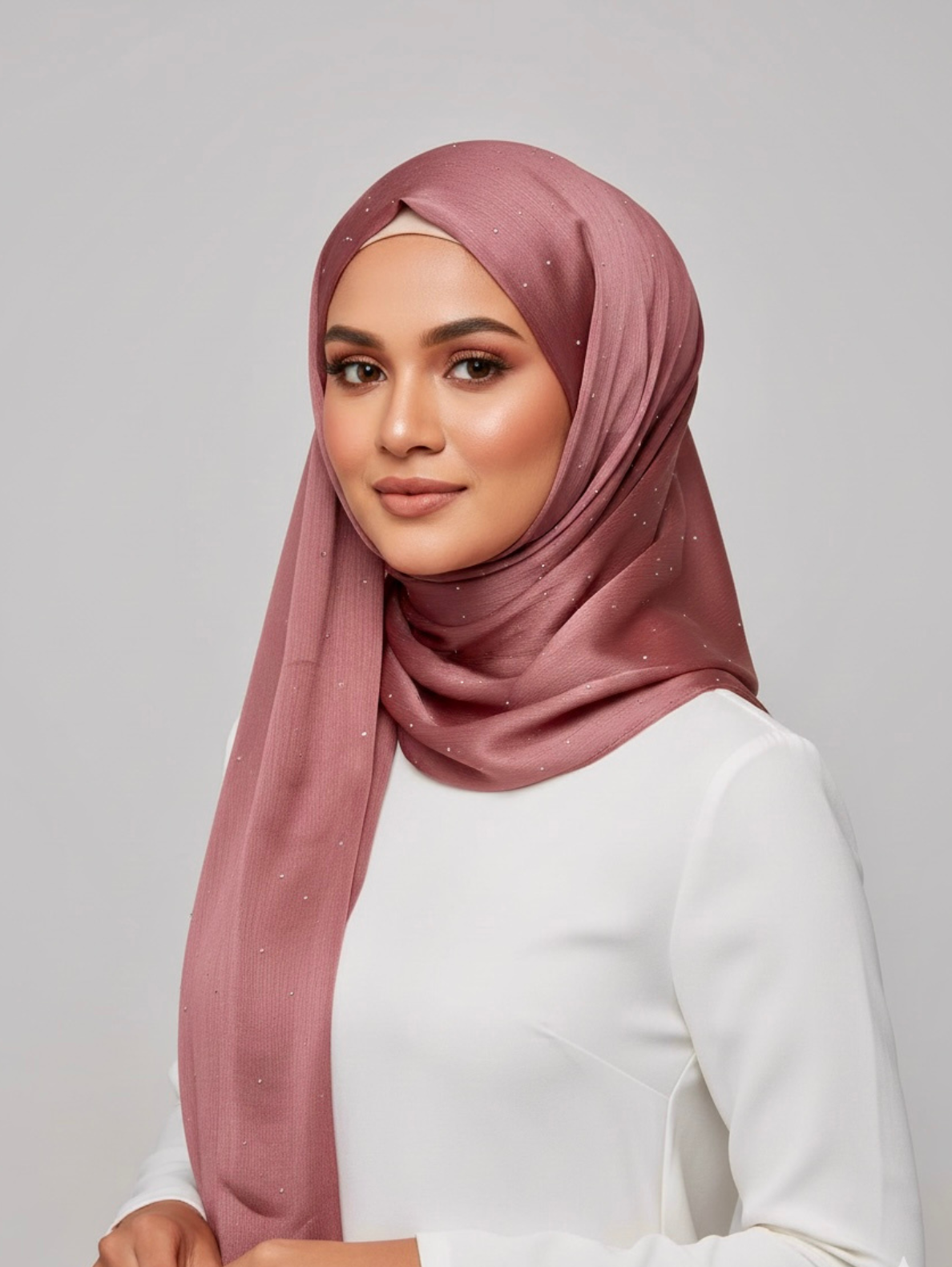 Luxe Crinkle Silk Hijab – Teapink