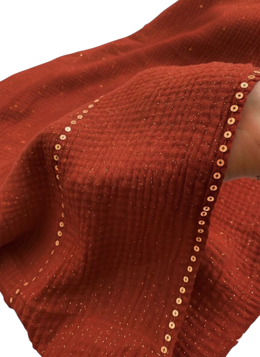 Ripple - Glitter Sequins Hijab XL Size - Rust