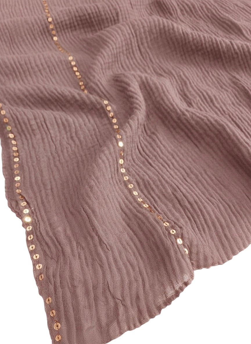 Ripple Sequins Hijab XL Size - Opera Mauve