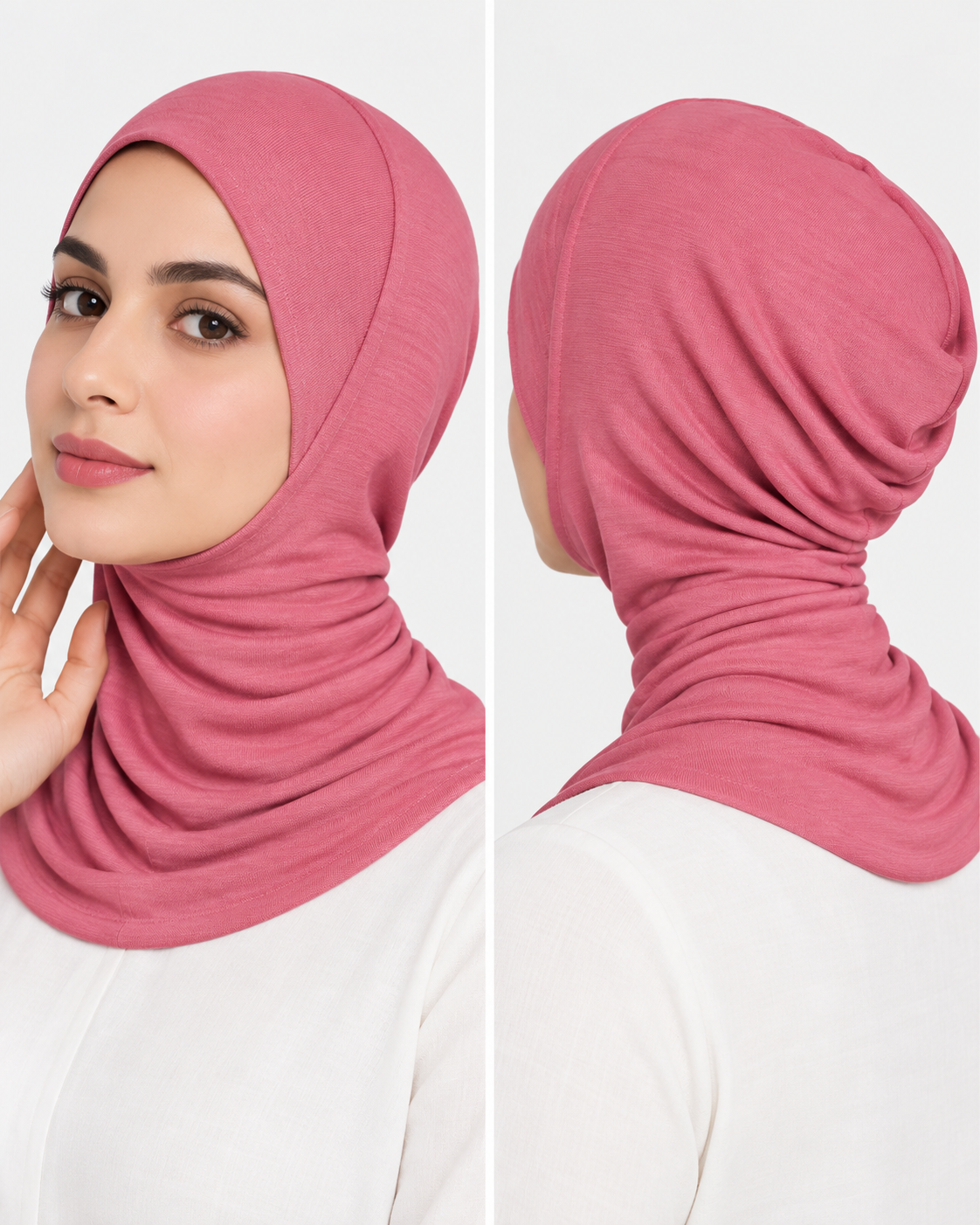 Neck Cover Hijab Cap - Berry pink