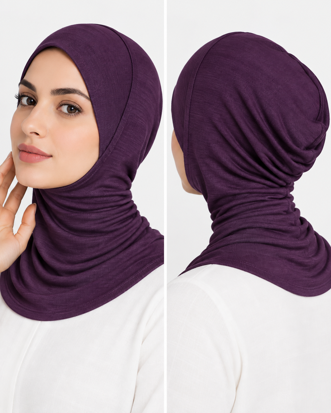 Neck Cover Hijab Cap - Eggplant