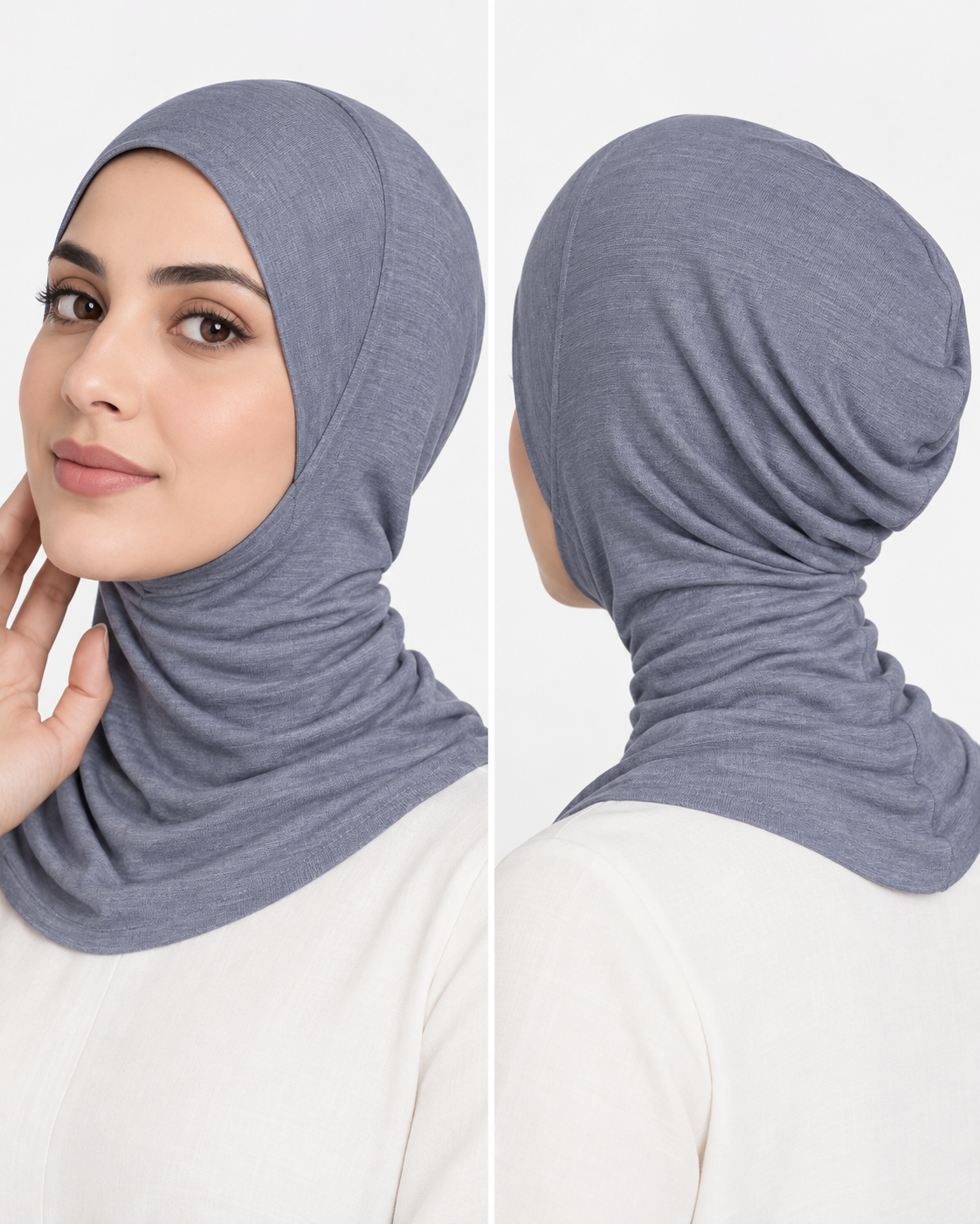 Neck Cover Hijab Cap - Denim Grey