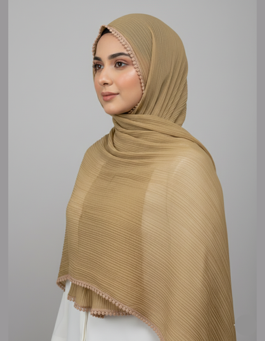 Rawaa Pleated Hijabs – Beige