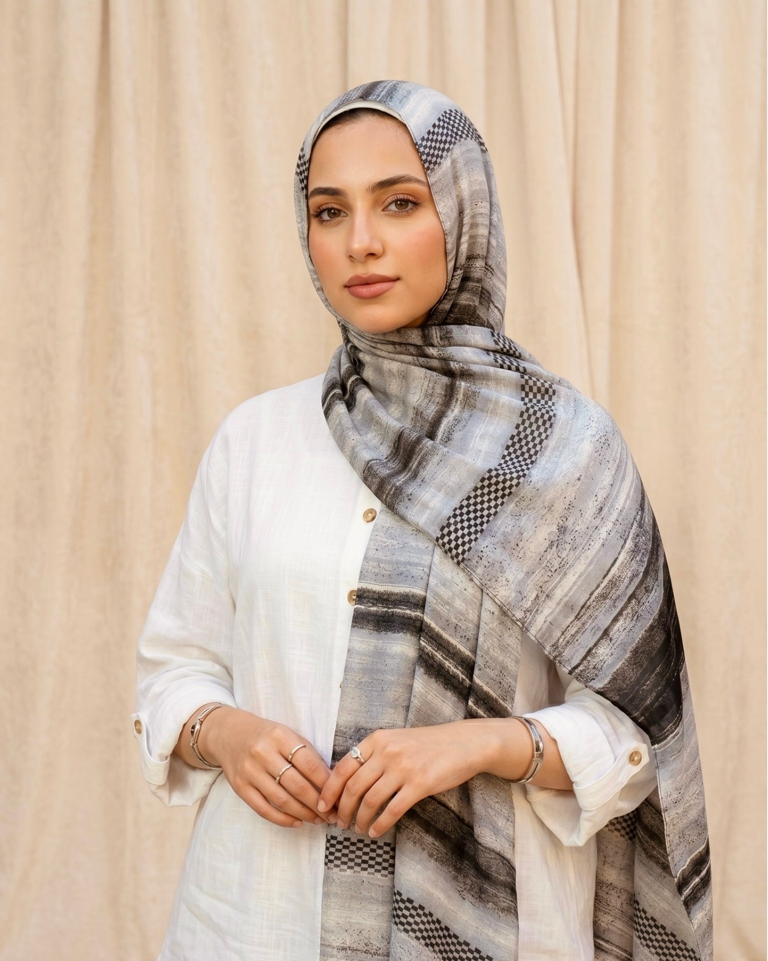 Premium Printed Hijabs - Monochrome Series