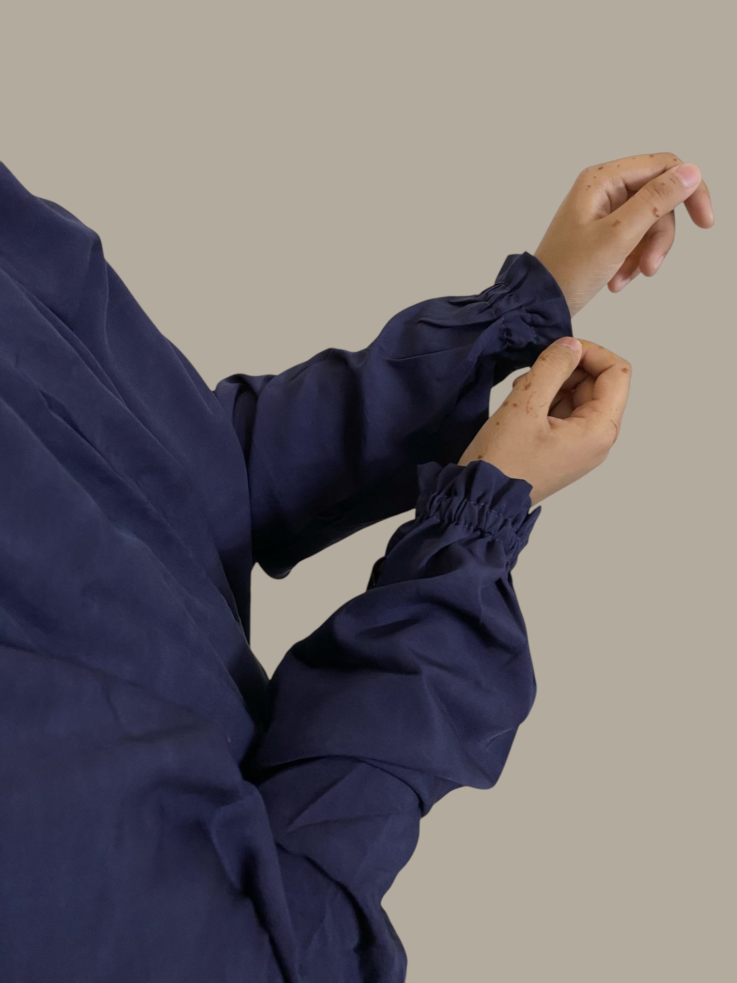 Premium Full Length Namaz Chadar With Sleeves - Navy Blue (Imported Fabric)