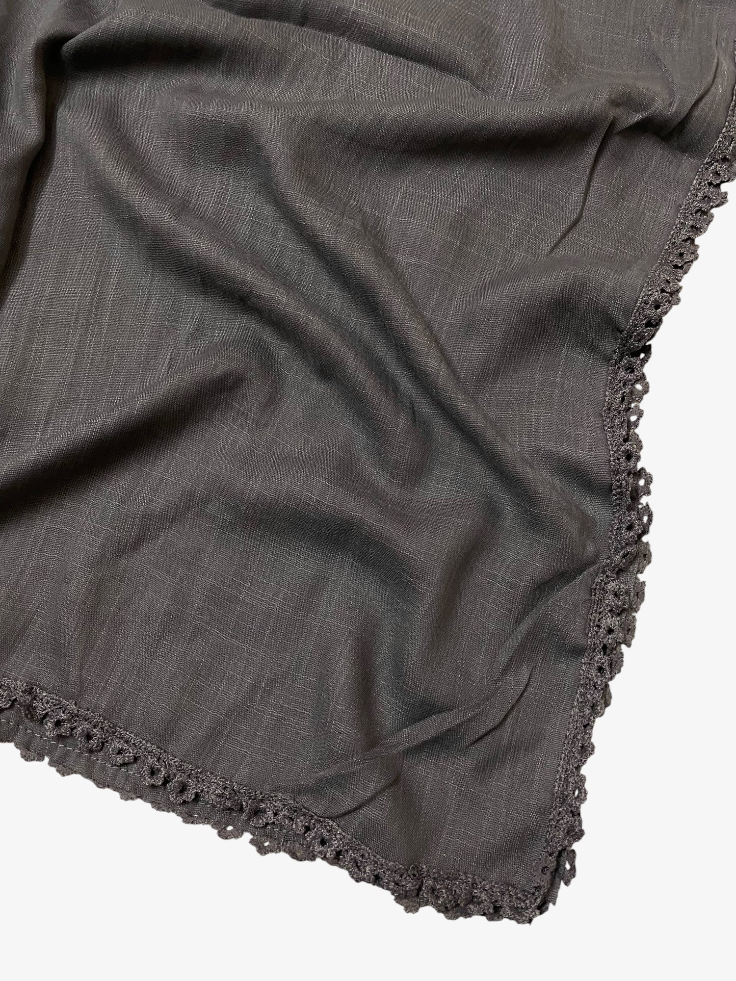 Expressions Turkish Lawn (Wider Width) Lace Hijab - Charcoal