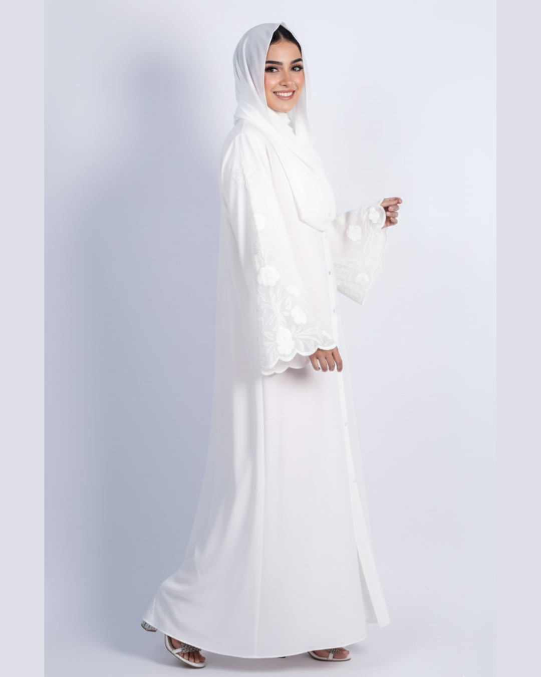 Meadows Abaya White Series (White) With Free Delivery