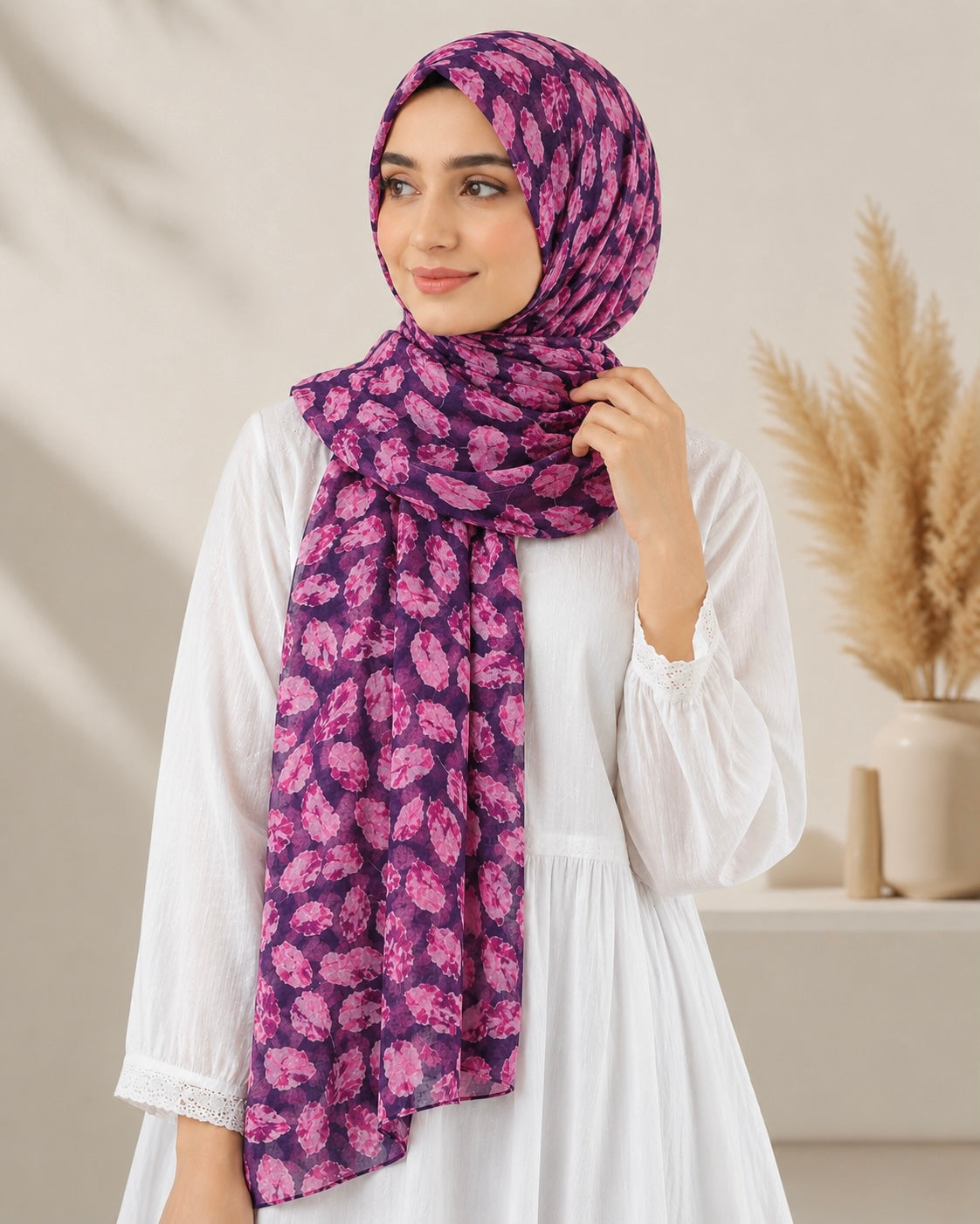 Willow Lawn Printed Hijabs - Magenta