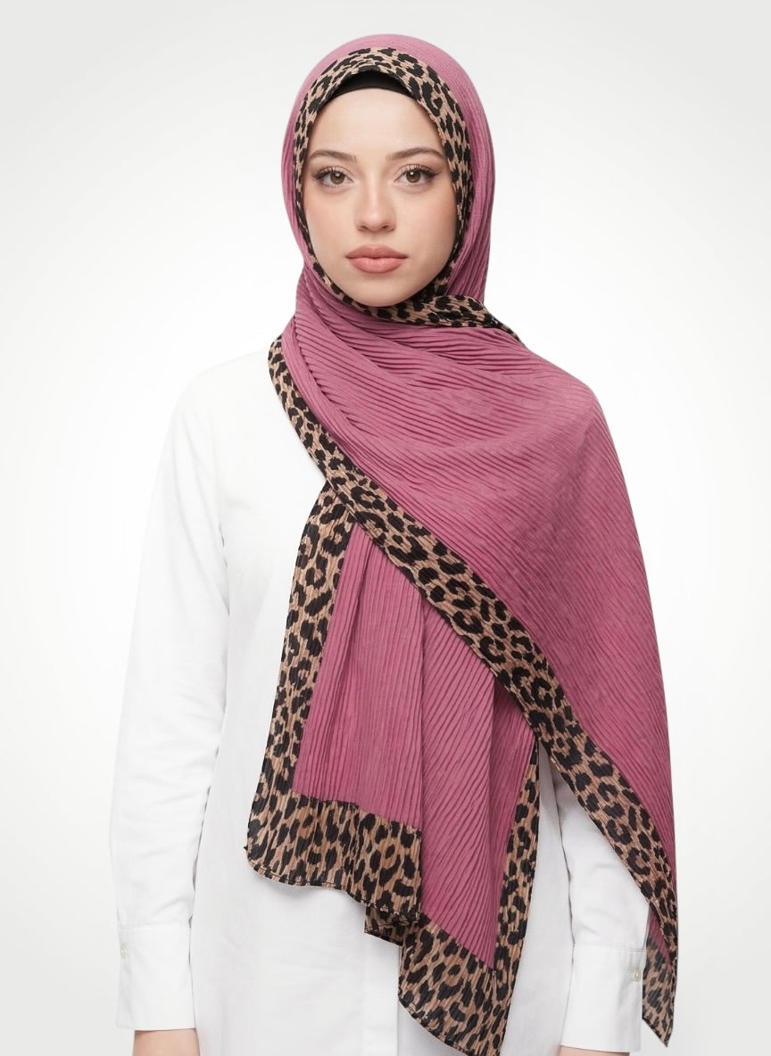 Pleated Border Hijab - Tender Pink