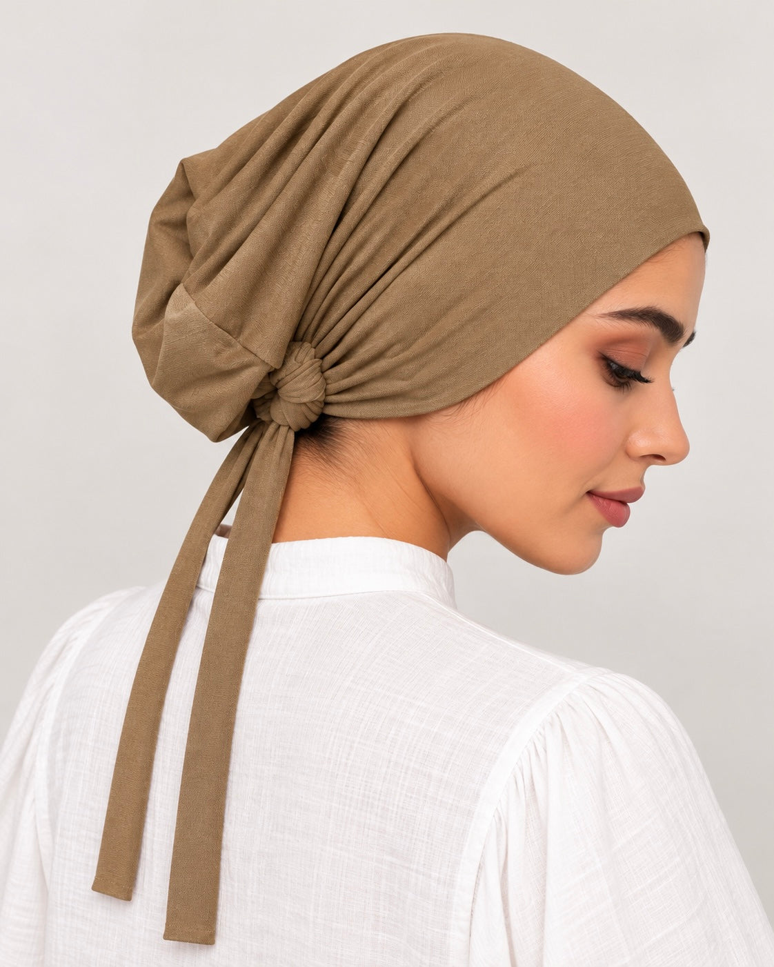 Imported Tie back Full Covered Hijab Cap – Beige