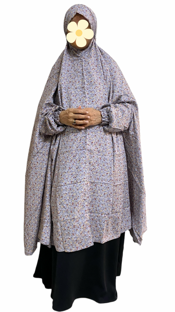 Premium 3 Quarter Namaz Chadar with Sleeves (Imported Fabric) – Grey