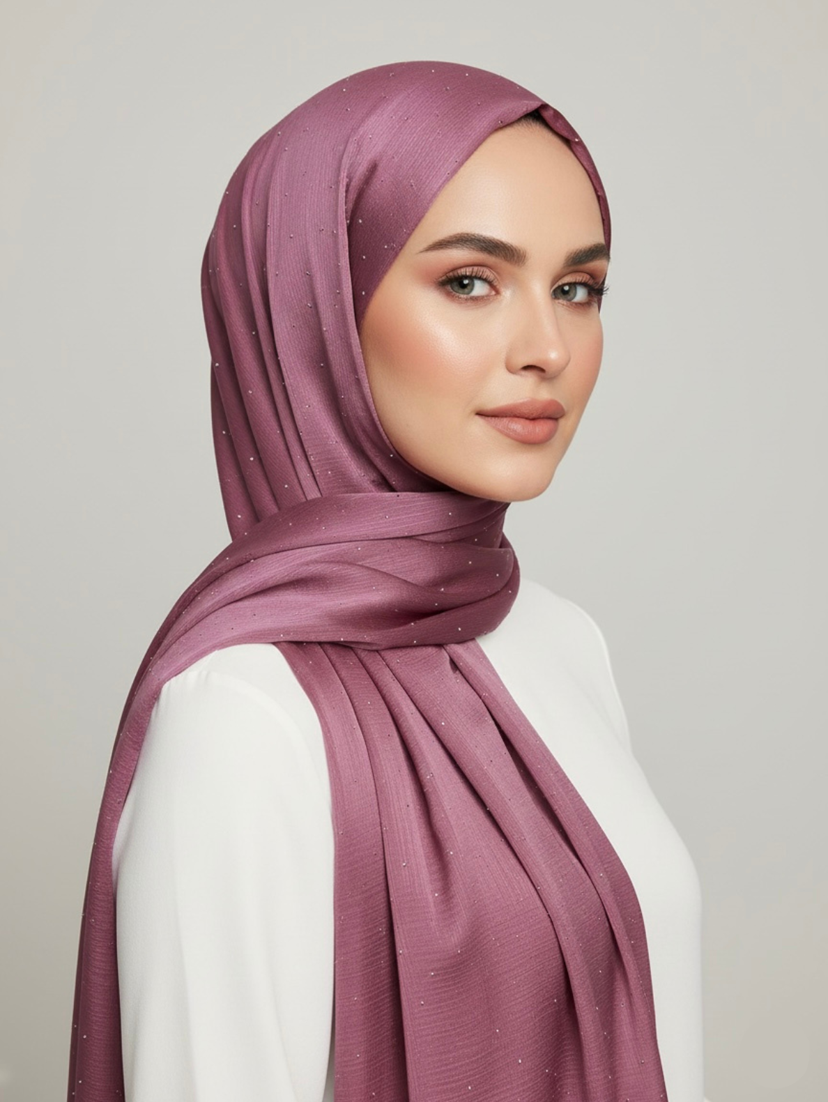 Luxe Crinkle Silk Hijab – Rose Pink