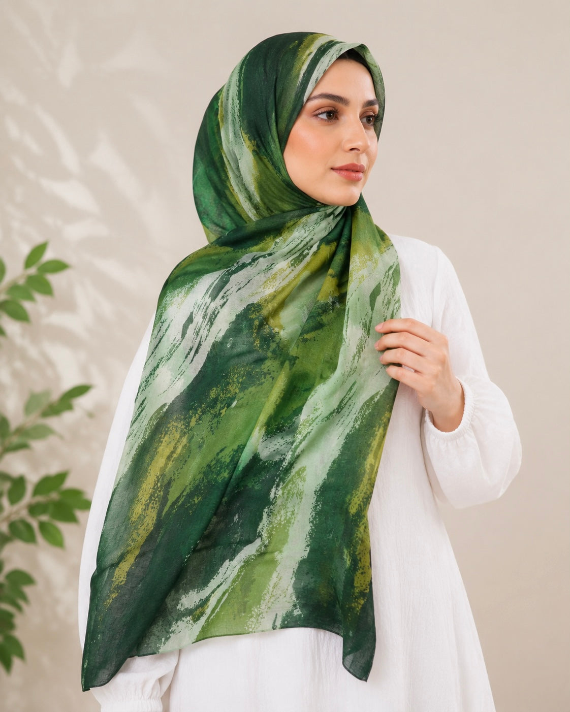 Muse Lawn Printed Hijabs - Forest Green