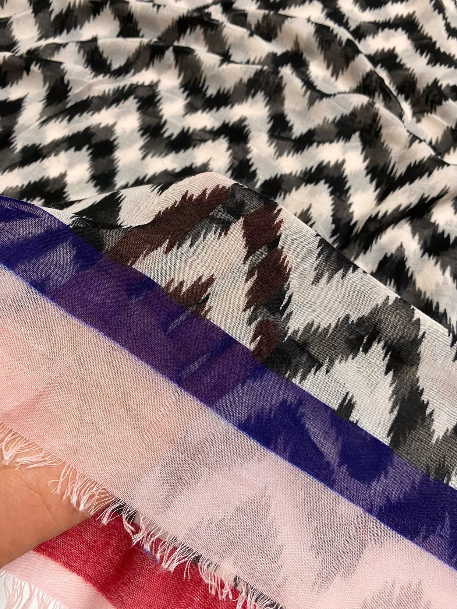 Chevron Printed Hijabs - Flamingo