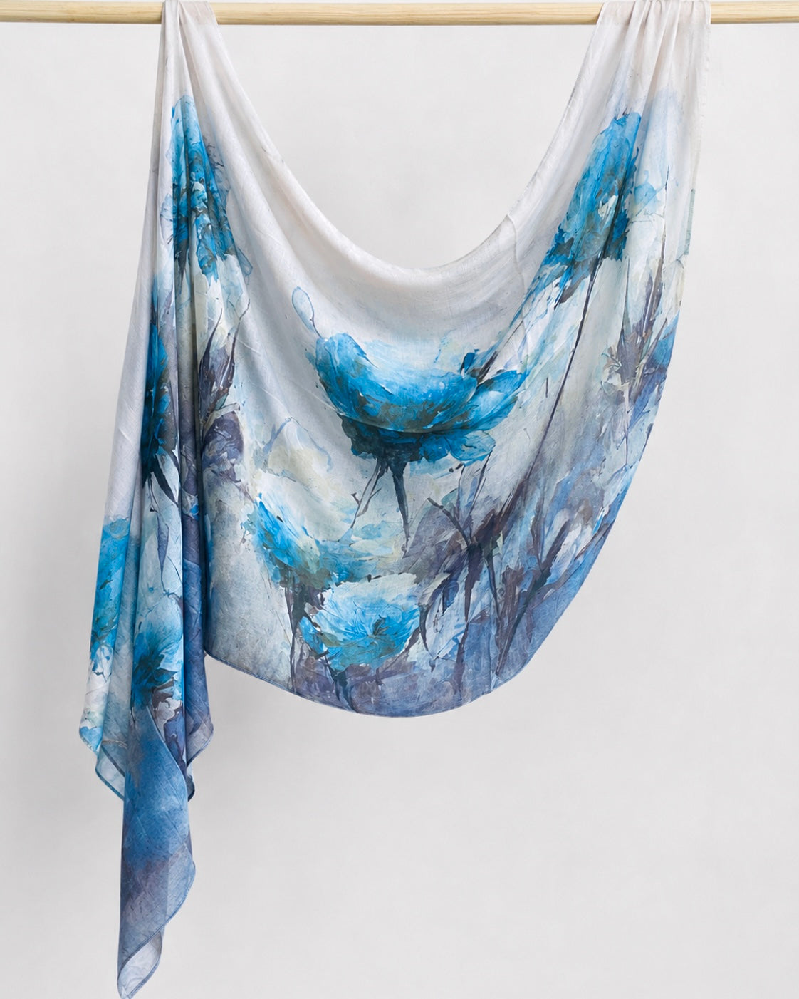 Bella Cotton Printed Hijab - Blue Whisper
