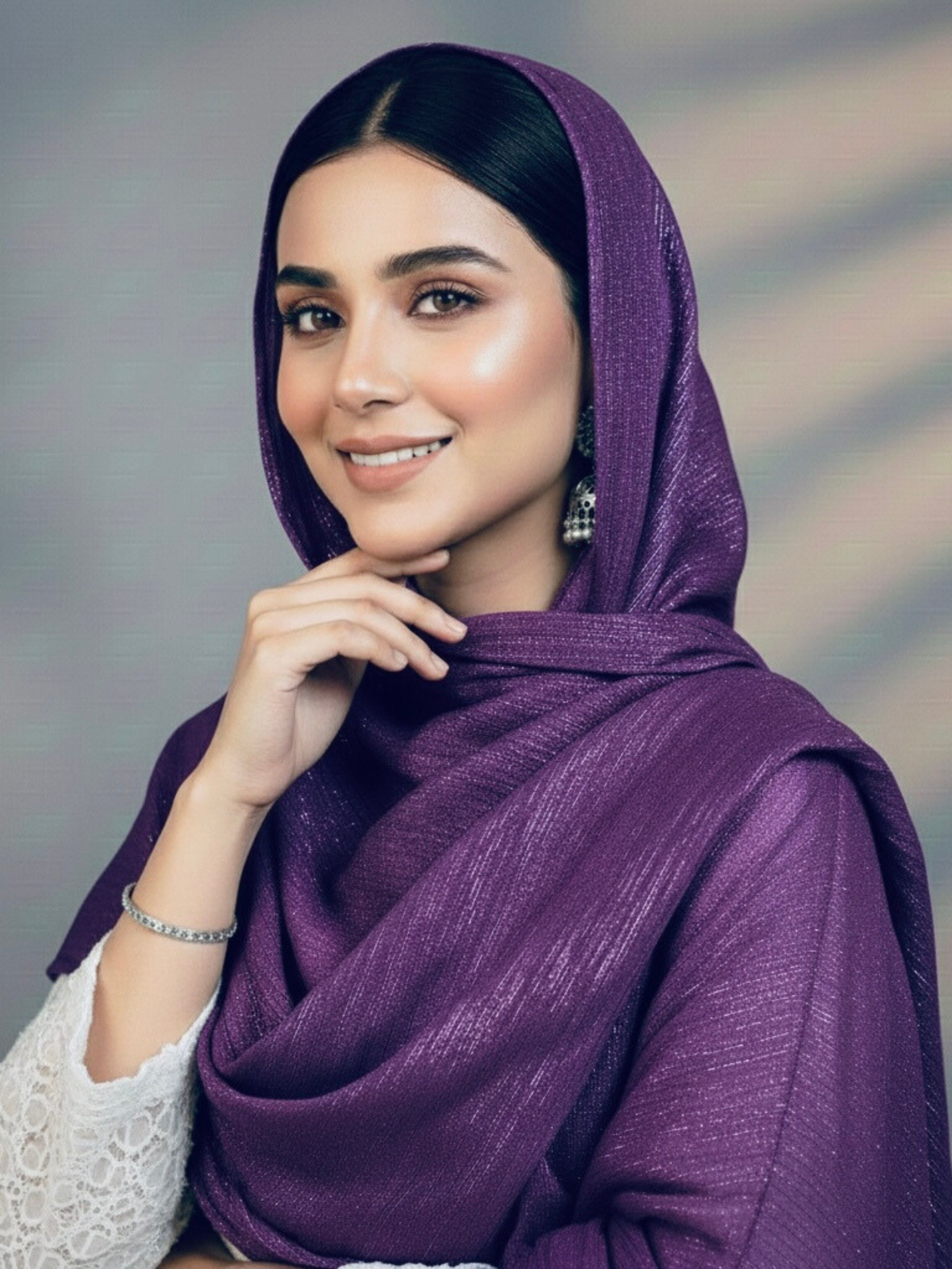 Gleamz Crinkle Silk Hijab – Royal Purple