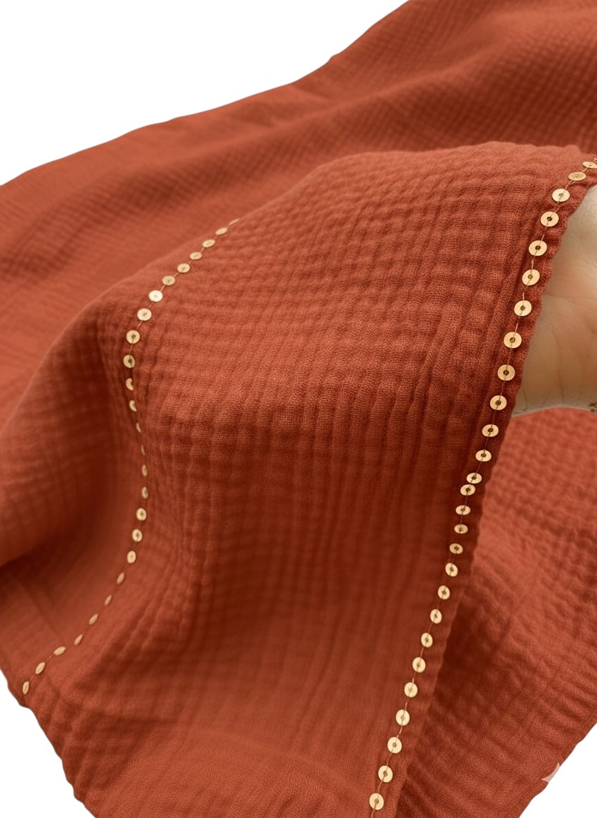 Ripple Sequins Hijab XL Size - Rust