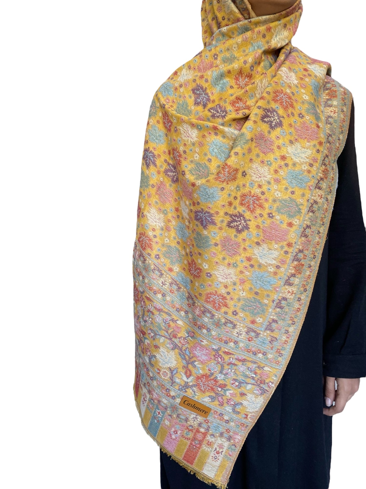 Zaria Pashmina Jacquard - Burnt Mustard