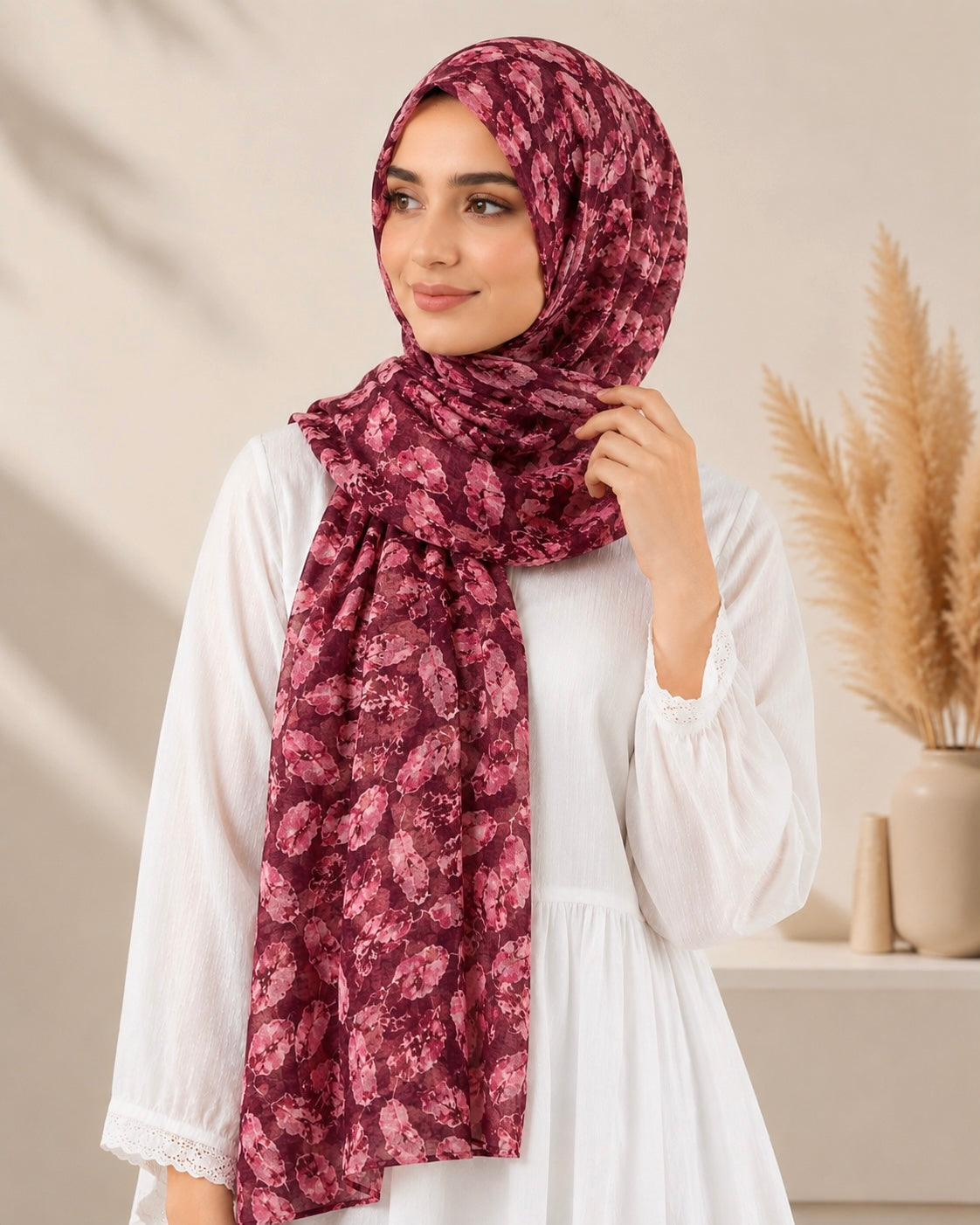 Willow Lawn Printed Hijabs - Maroon