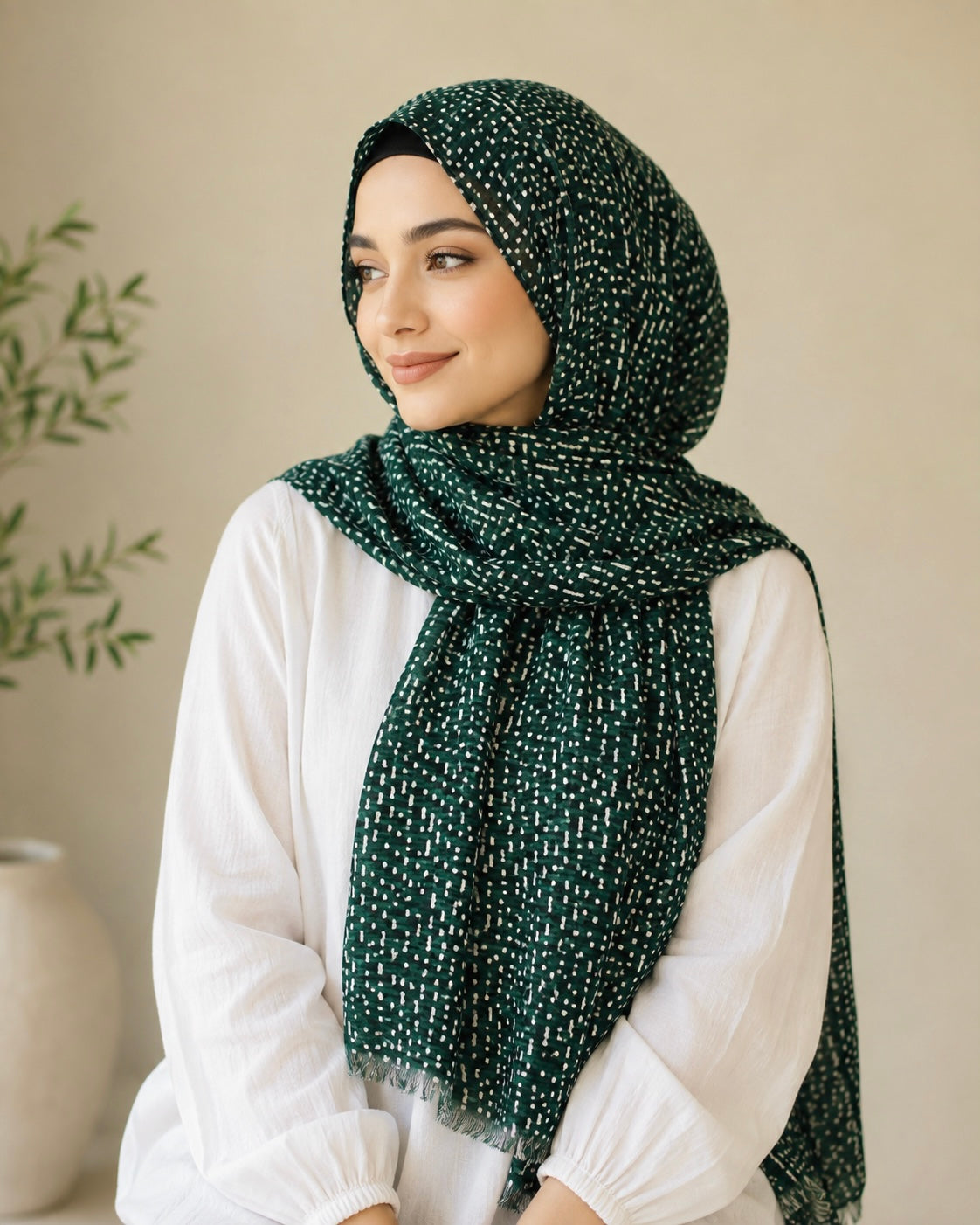 Alina Printed Lawn Hijab - Seaweed