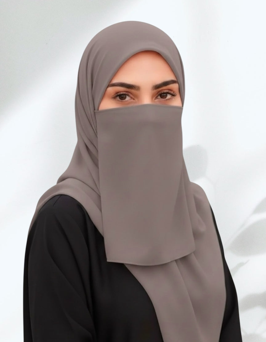 Matching Hijab & Niqab Sets - Lilac Grey