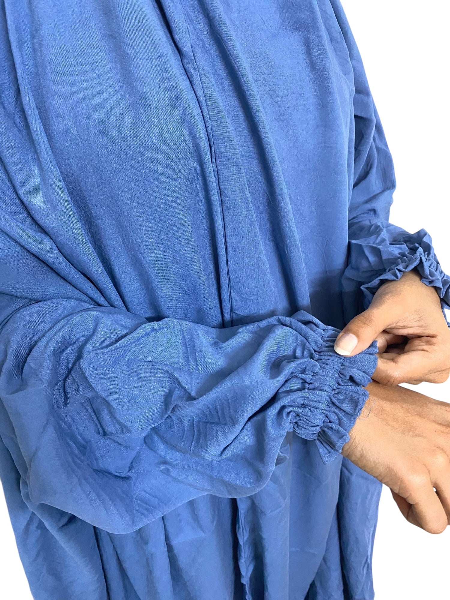 Premium Full Length Namaz Chadar With Sleeves - Denim (Imported Fabric)