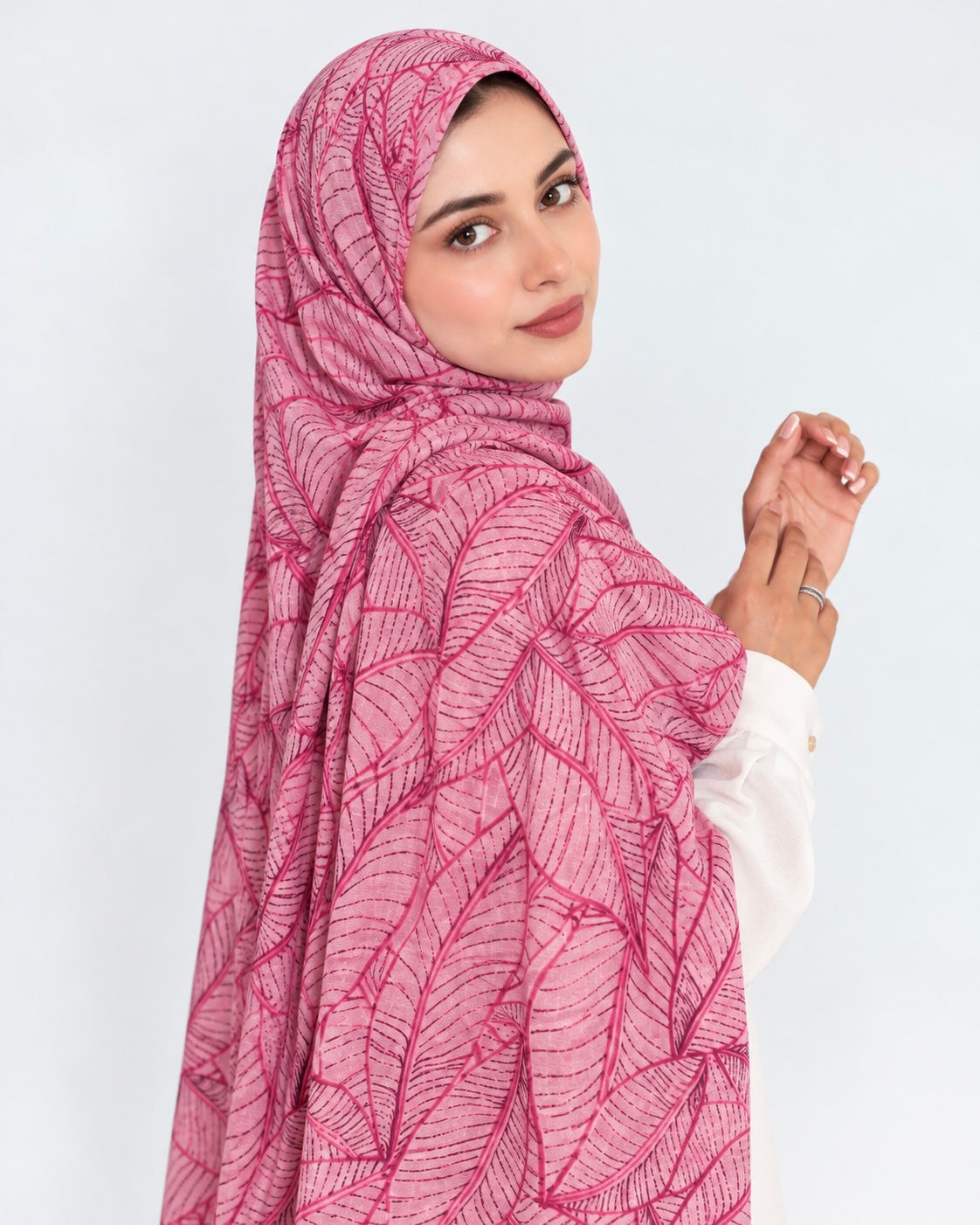 Verdana Printed Lawn Hijab - Flamingo