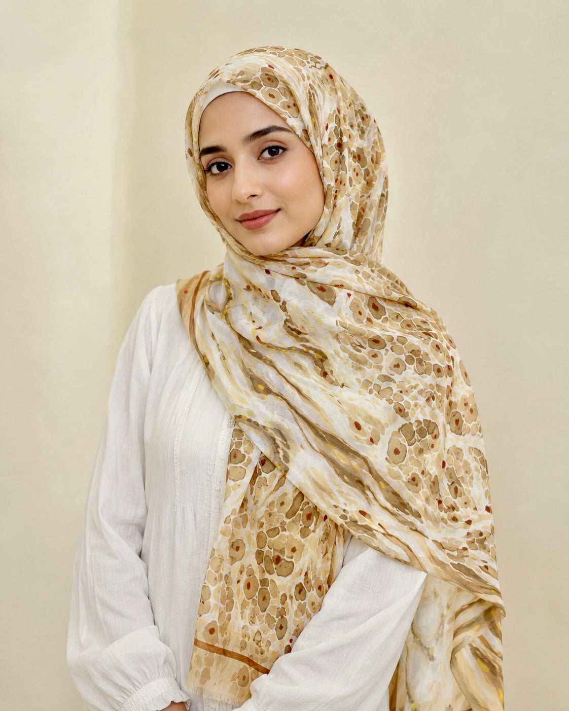 Nautica Lawn Printed Hijabs - Beige