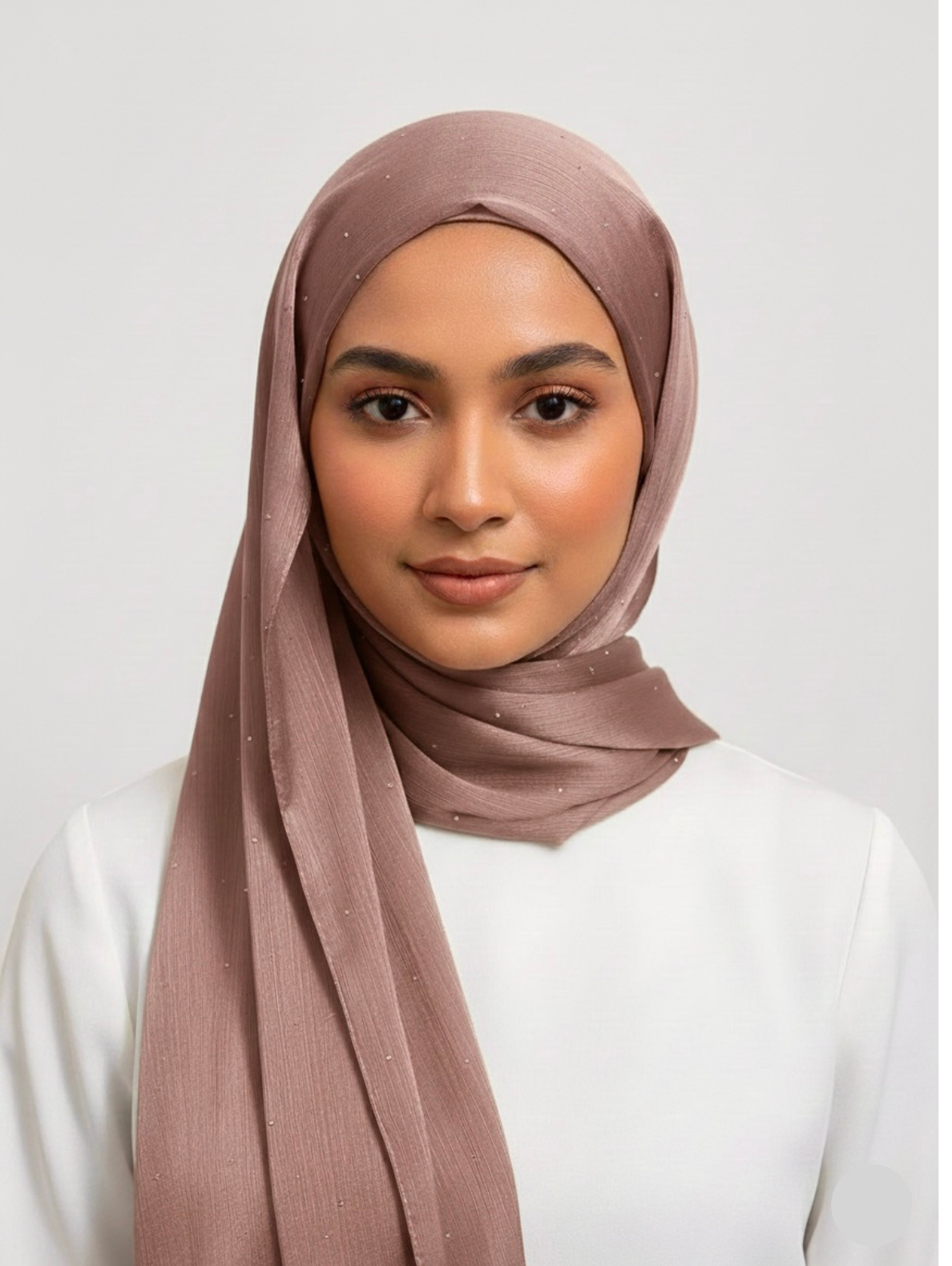 Luxe Crinkle Silk Hijab – Rose Beige