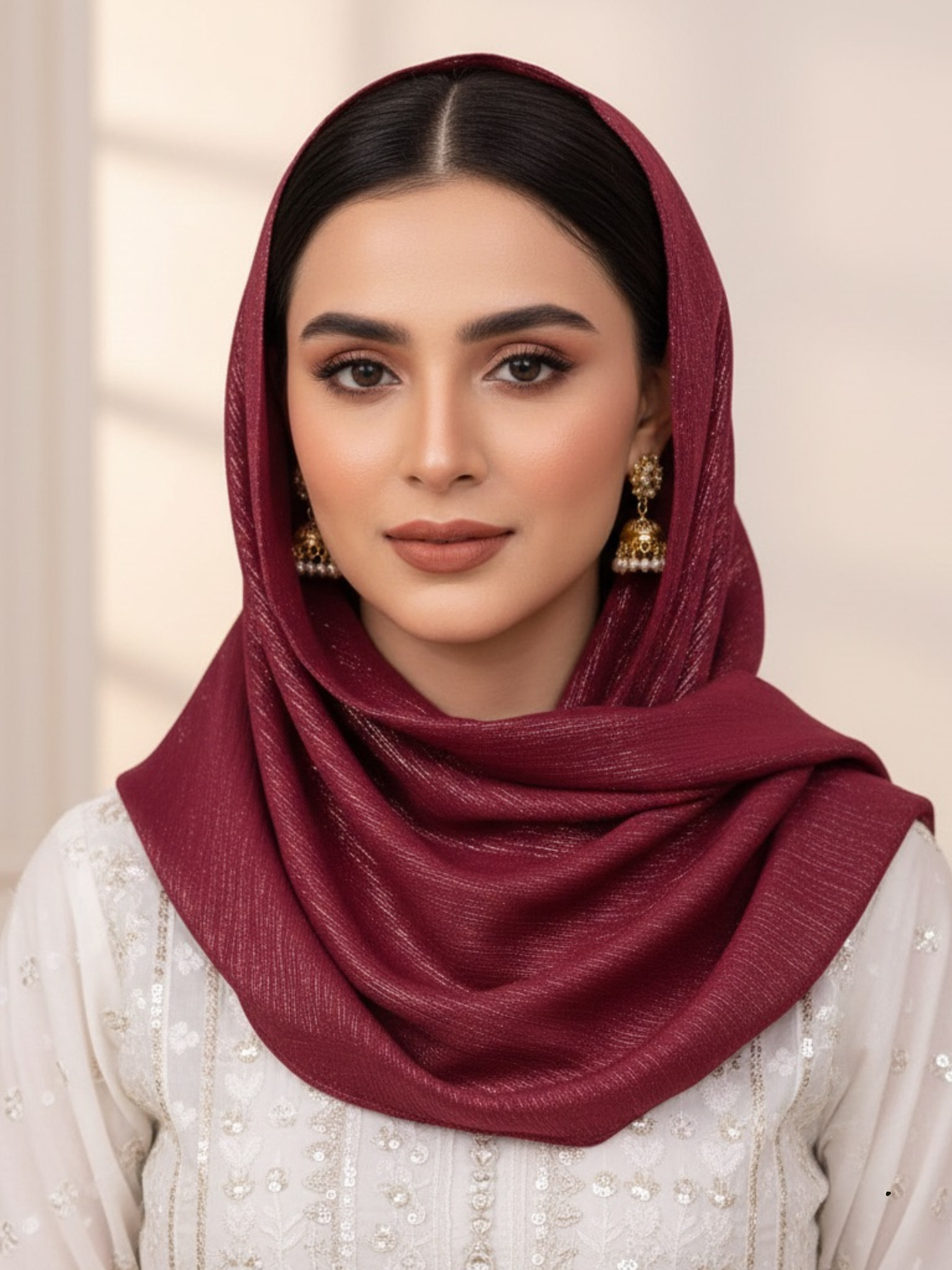 Gleamz Crinkle Silk Hijab – Wine