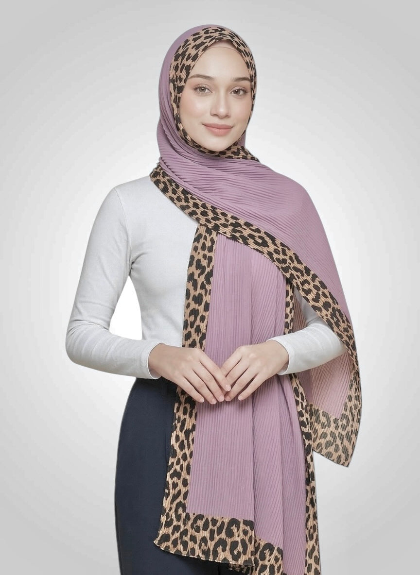Pleated Border Hijab - Lilac
