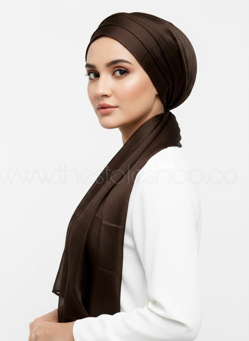 Metallics Crinkle Silk Hijab – Chocolate