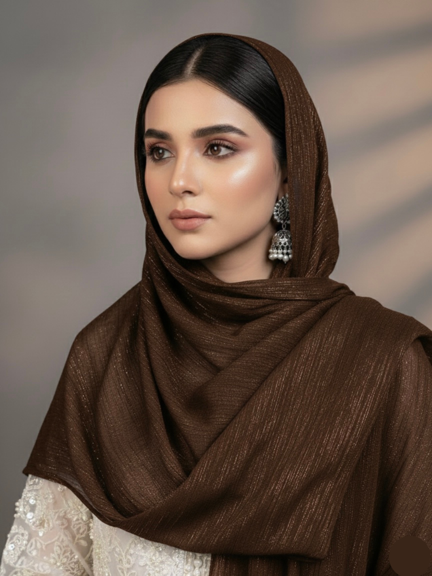 Gleamz Crinkle Silk Hijab – Chocolate