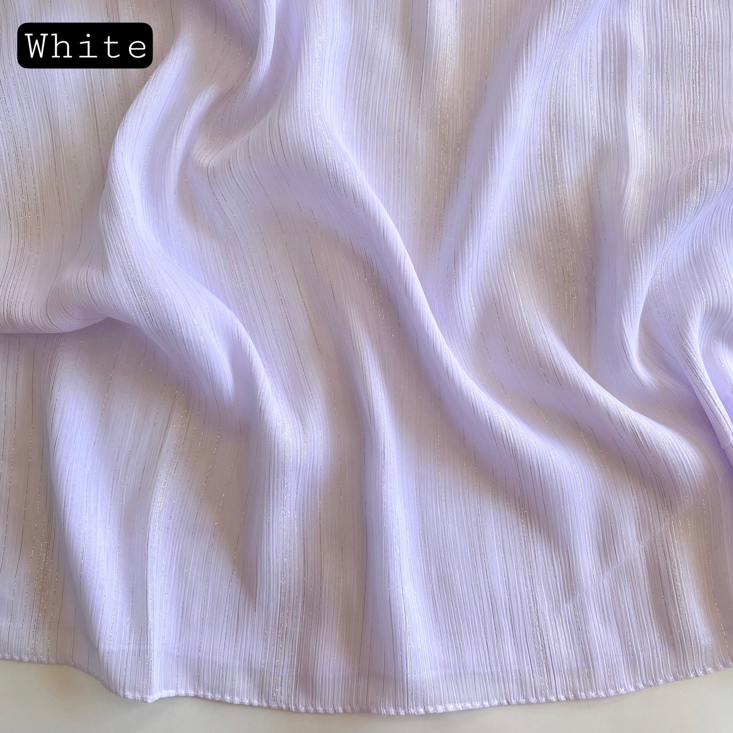 Glossy Streaks Chiffon Hijabs – White