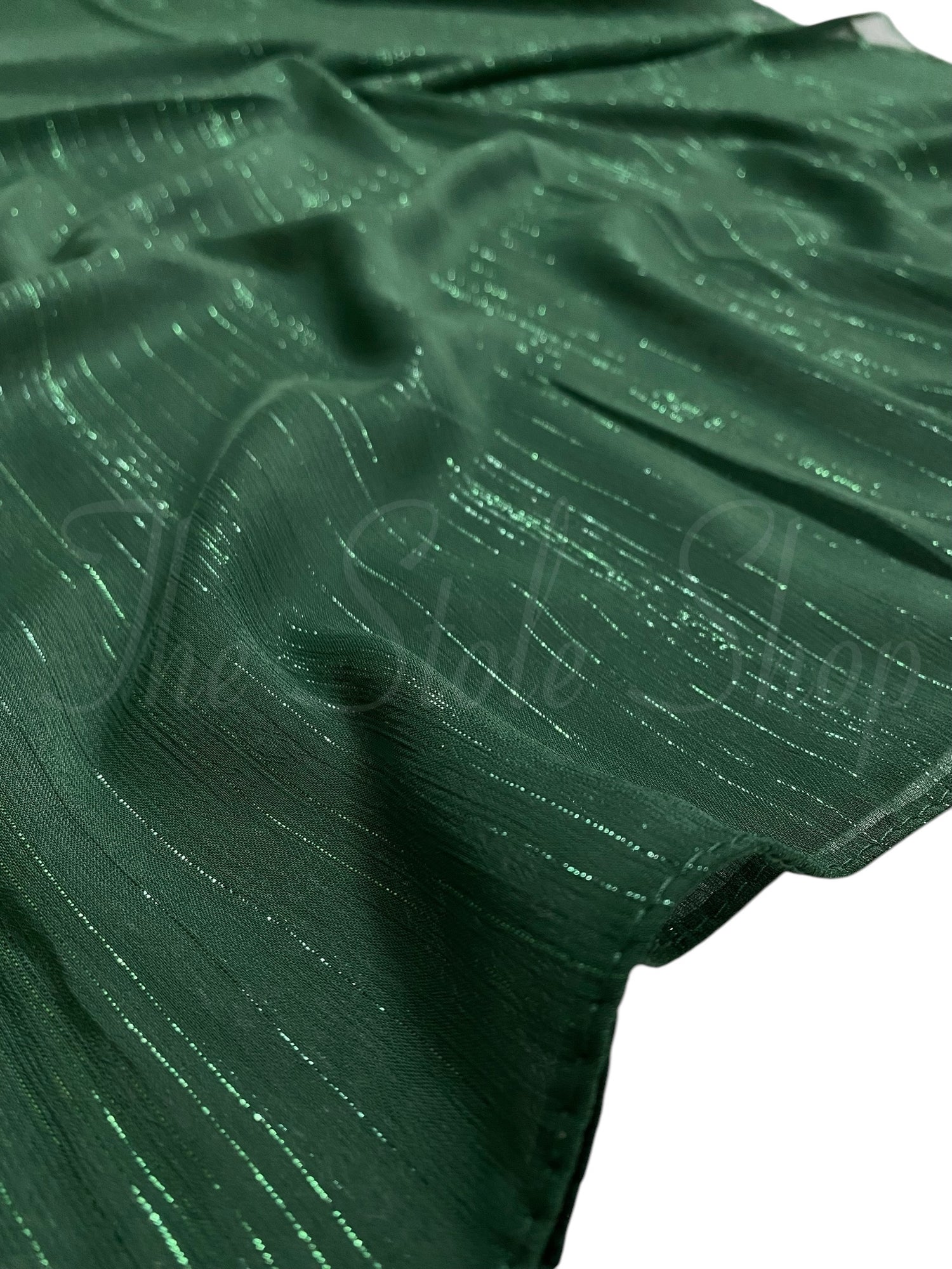 Glossy Streaks Chiffon Hijabs – Bottle Green