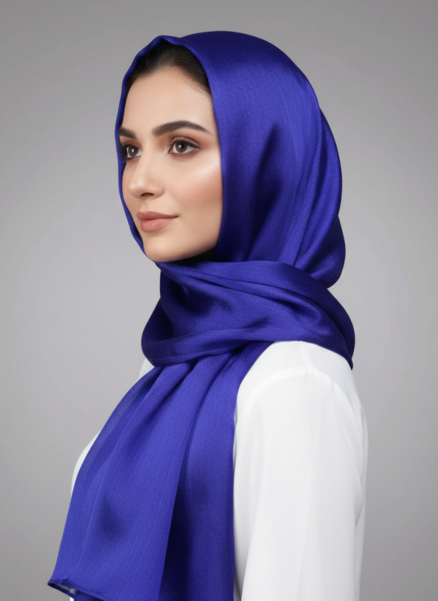 Metallics Crinkle Silk Hijab – Royal Blue