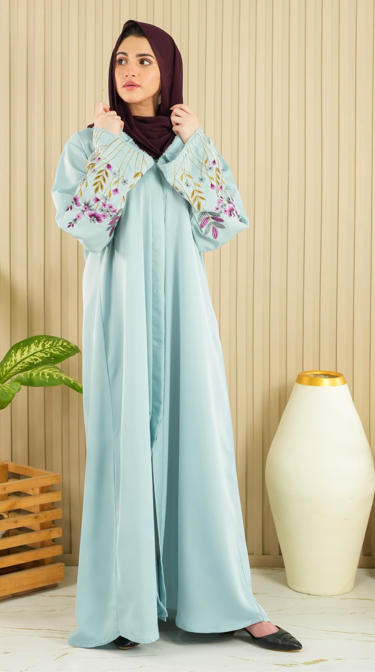 Florina Signature Abaya - Ice Blue (With Free Delivery)