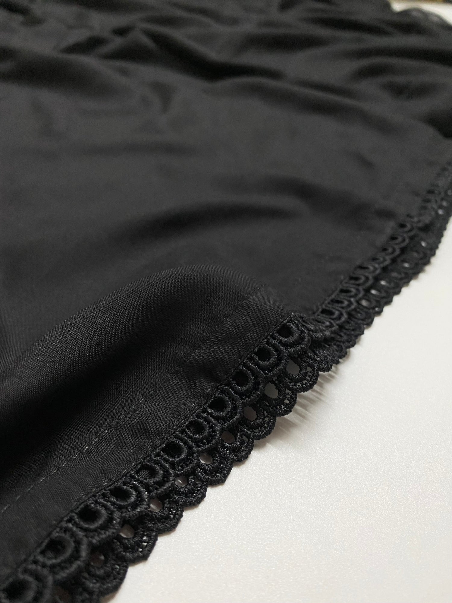 Premium Flat Plain Black Dupatta 8 (Imported Fabric)