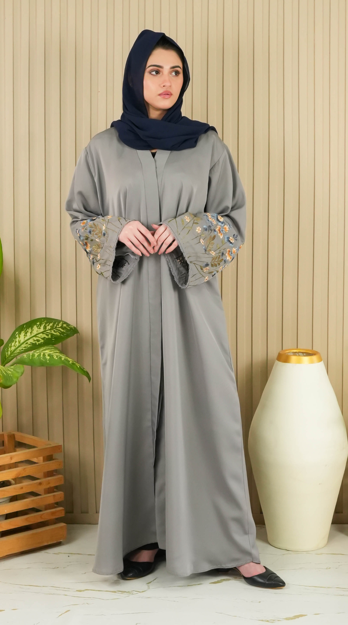 Florina Signature Abaya - Grey (With Free Delivery)