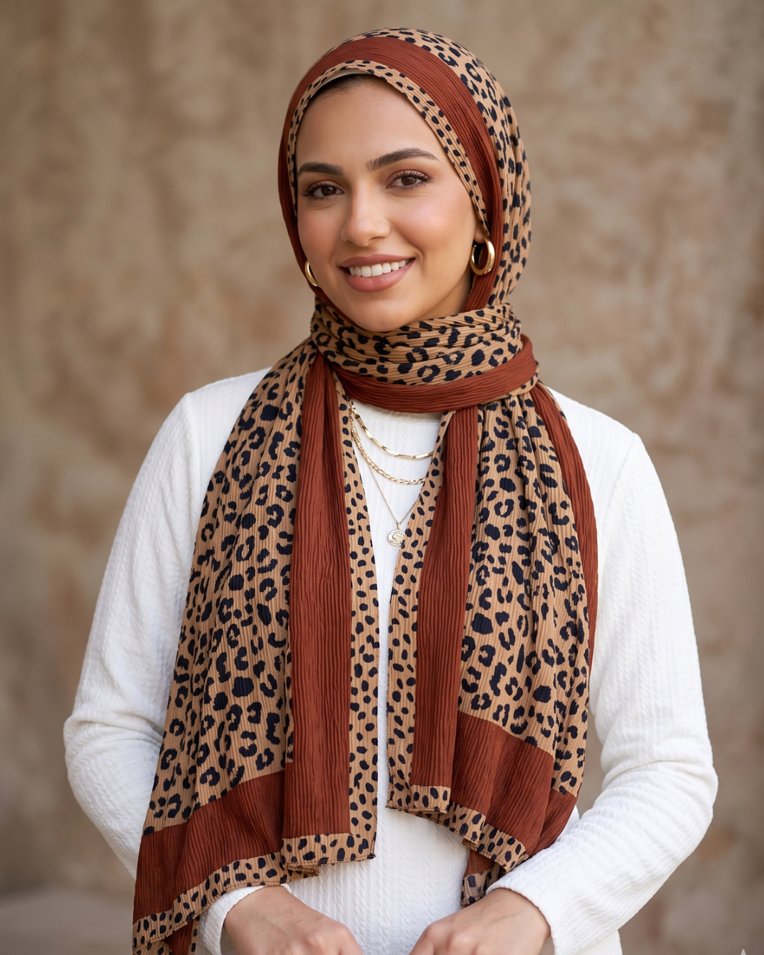 Savannah Pleated Hijab - Nutella