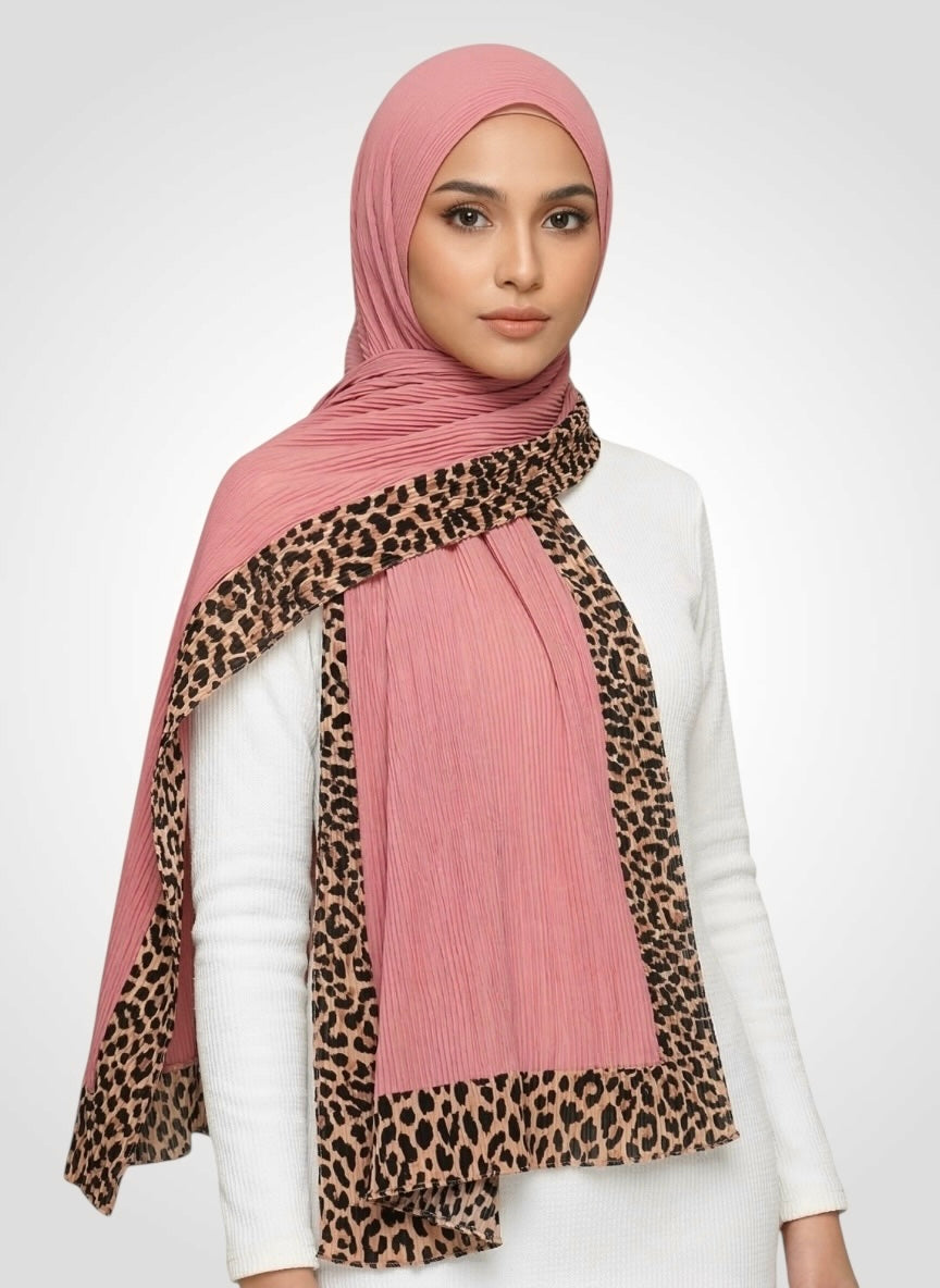 Pleated Border Hijab - Blush