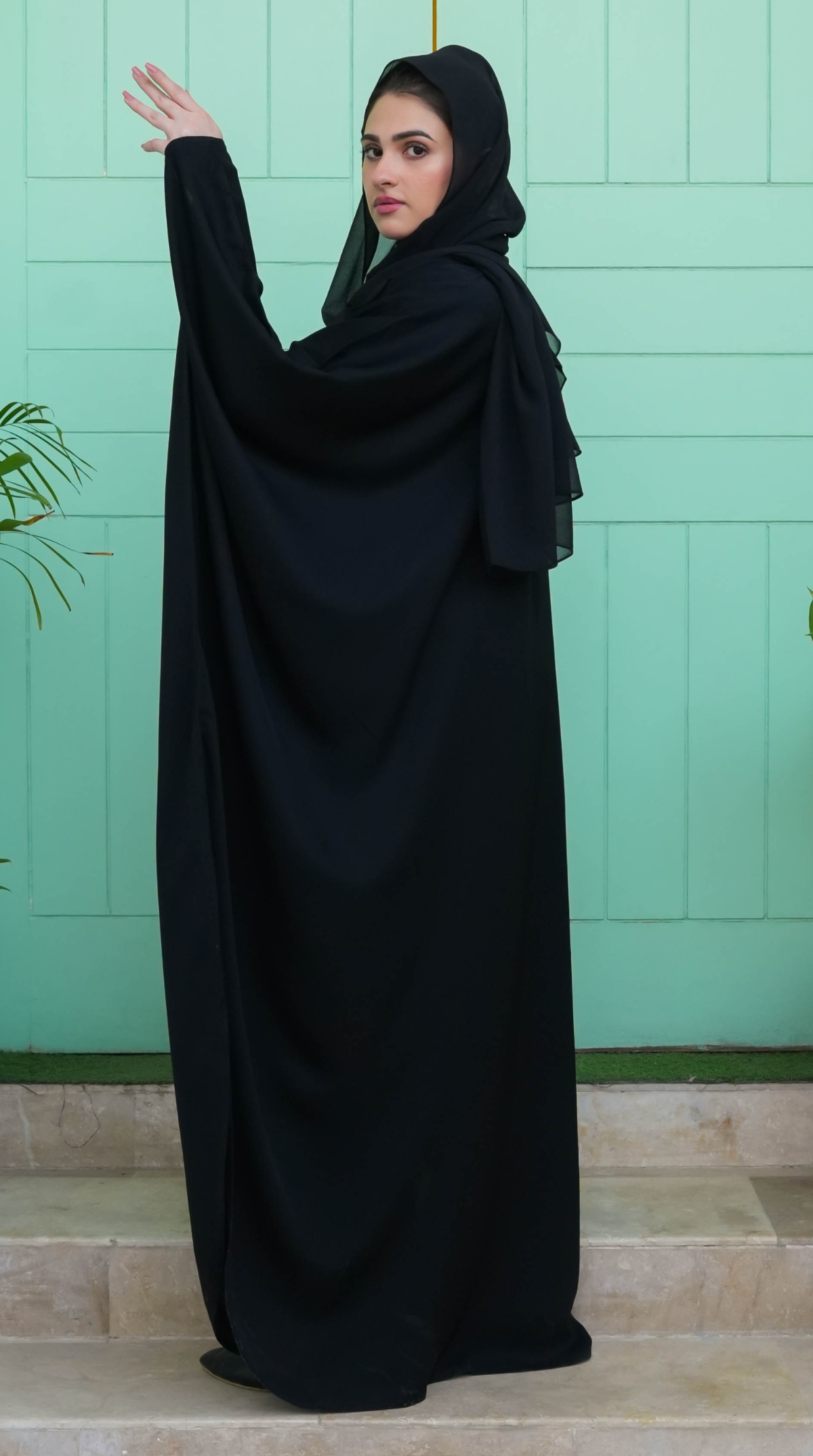 Butterfly Abaya (Front Open)- Black