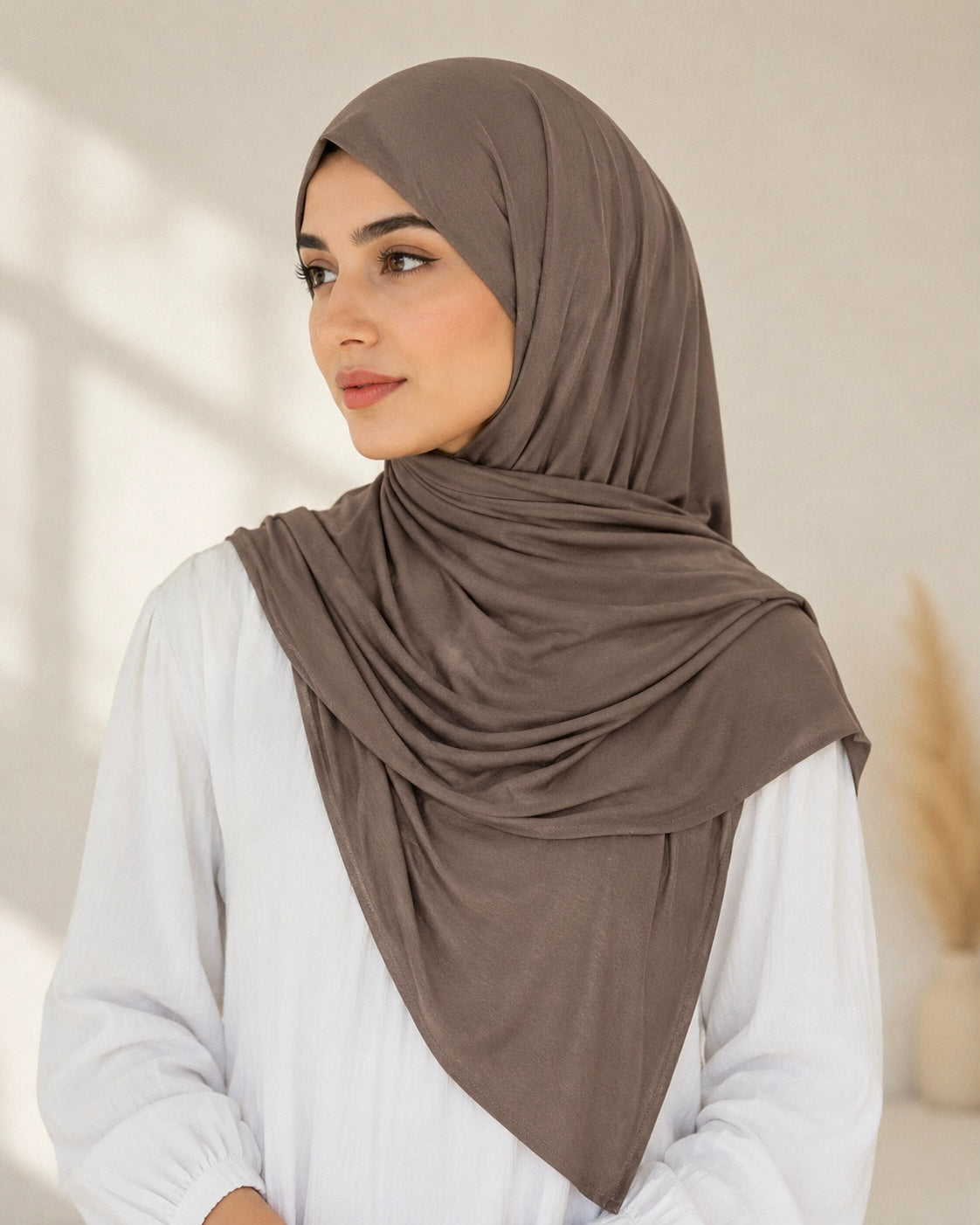 Premium Bamboo Jersey Hijab - Coffee